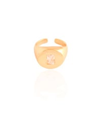 Anel Ajustável Dedinho Baguete Cristal Banhado a Ouro 18K