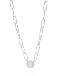 Gargantilha Elos Ovais Ponto de Luz Cristal Ródio Branco - 45 cm