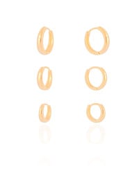Trio de Argolas Lisas Banhado a Ouro 18K