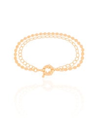 Pulseira Dupla Plaquinhas Elos Banhado a Ouro 18K