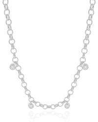 Gargantilha Elos Portugueses Pontos de Luz Cristal Ródio Branco - 45 cm