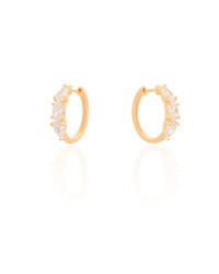 Brinco Argola Click Gotas Cristal 1.9 cm Banhado a Ouro 18K