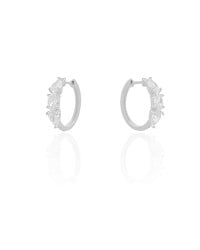 Brinco Argola Click Gotas Cristal 1.9 cm Ródio Branco