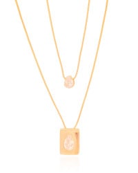 Gargantilha Dupla Gotas Cristal Banhado a Ouro 18K