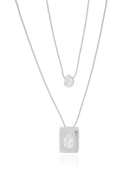 Gargantilha Dupla Gotas Cristal Ródio Branco