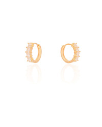 Brinco Argola Click Quadrados Cristal 1.5 cm Banhado a Ouro 18K