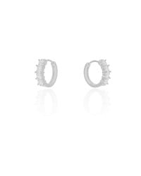 Brinco Argola Click Quadrados Cristal 1.5 cm Ródio Branco