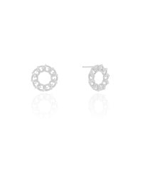 Brinco Redondo Elos Pontos de Luz Cristal 1.5 cm Ródio Branco