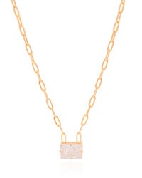 Gargantilha Elos Retângulo Cristal Banhado a Ouro 18K - 45 cm