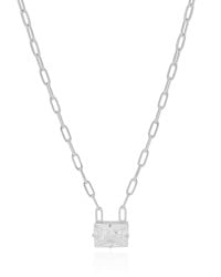 Gargantilha Elos Retângulo Cristal Ródio Branco - 45 cm