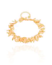 Pulseira Folhas Lisas Banhado a Ouro 18K