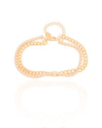 Pulseira Dupla Grumet Riviera Cristal Banhado a Ouro 18K