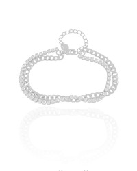 Pulseira Dupla Grumet Riviera Cristal Ródio Branco