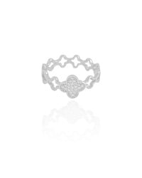 Anel Flor Cravejada Cristal Tamanho 24 Ródio Branco