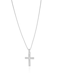 Gargantilha Veneziana Cruz Cravejada Cristal Ródio Branco - 45 cm
