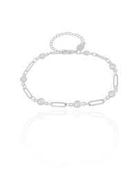Pulseira Elos Pontos de Luz Cristal Ródio Branco