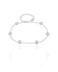 Pulseira Elos Bolas Achatadas Ródio Branco