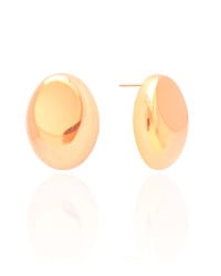 Brinco Oval Liso 3.1 cm Banhado a Ouro 18K