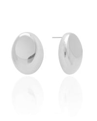 Brinco Oval Liso 3.1 cm Ródio Branco