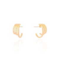 Brinco Meia Argola Filetes Lisos 1.8 cm Banhado a Ouro 18K