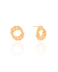 Brinco Círculos Torcidos Entrelaçados 1.8 cm Banhado a Ouro 18K