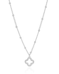 Gargantilha Elos Bolinhas Flor Cravejada Cristal Ródio Branco - 45 cm
