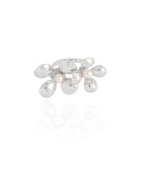 Anel Ajustável Flor Pérola Tamanho G Ródio Branco