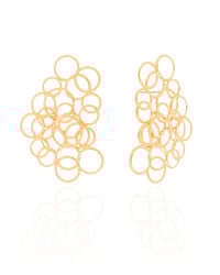 Brinco Círculos Vazados Entrelaçados 4.3 cm Banhado a Ouro 18K