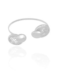 Bracelete Redondo Fios Espiral Ródio Branco