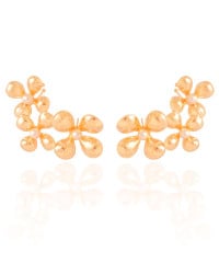 Ear Cuff Flores Pérolas 5.2 cm Banhado a Ouro 18K