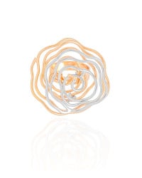 Anel Ajustável Flor Orgânica Mix de Banhos Tamanho G Banhado a Ouro 18K