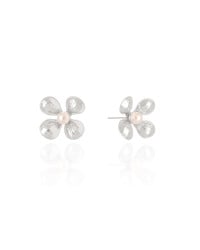 Brinco Flor Pérola 1.9 cm Ródio Branco
