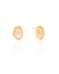 Brinco Orgânico Cravejado Cristal 1.7 cm Banhado a Ouro 18K