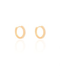 Brinco Argola Click Cravejado Cristal 1.5 cm Banhado a Ouro 18K