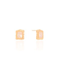 Brinco Retangular Detalhado Cristal Banhado a Ouro 18K