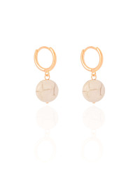 Brinco Argola Click Howlita 3.0 cm Banhado a Ouro 18K