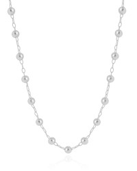 Gargantilha Elos Bolas Lisas 5 mm Ródio Branco - 45 cm