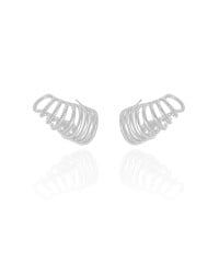 Ear Cuff Filetes Lisos 1.5 cm Ródio Branco
