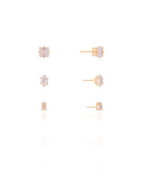 Trio Geométrico Cristal Banhado a Ouro 18K