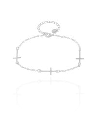 Pulseira Elos Cruz Lisa Ródio Branco