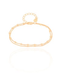 Pulseira Dupla Veneziana Bolinhas Banhado a Ouro 18K