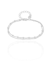 Pulseira Dupla Veneziana Bolinhas Ródio Branco
