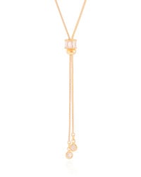 Gargantilha Gravata Baguetes Cristal Banhado a Ouro 18K