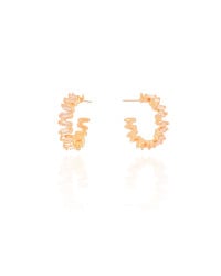 Brinco Argola Baguetes Cristal 1.6 cm Banhado a Ouro 18K