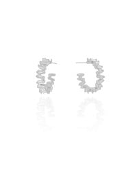 Brinco Argola Baguetes Cristal 1.6 cm Ródio Branco
