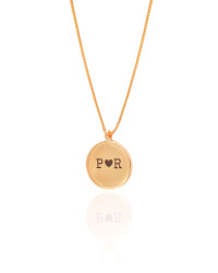 Gargantilha com Pingente Redondo Personalizado Banhado a Ouro 18K