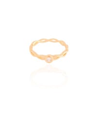 Anel Entrelaçado Ponto de Luz Cristal Tamanho 16 Banhado a Ouro 18K