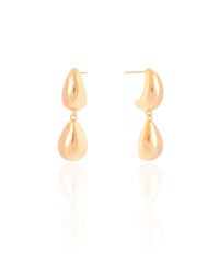 Brinco Gota Dupla Lisa 3.1 cm Banhado a Ouro 18K