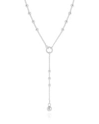 Gargantilha Gravata Bolinhas Ródio Branco - 40 cm