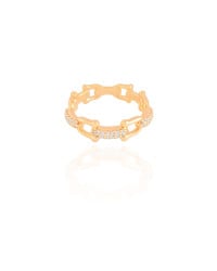 Anel Elos U Cravejado Cristal Tamanho 12 Banhado a Ouro 18K